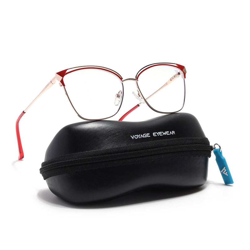 Voyage Glam Golden & Red Cateye Eyeglasses for Women - MG6547-C6