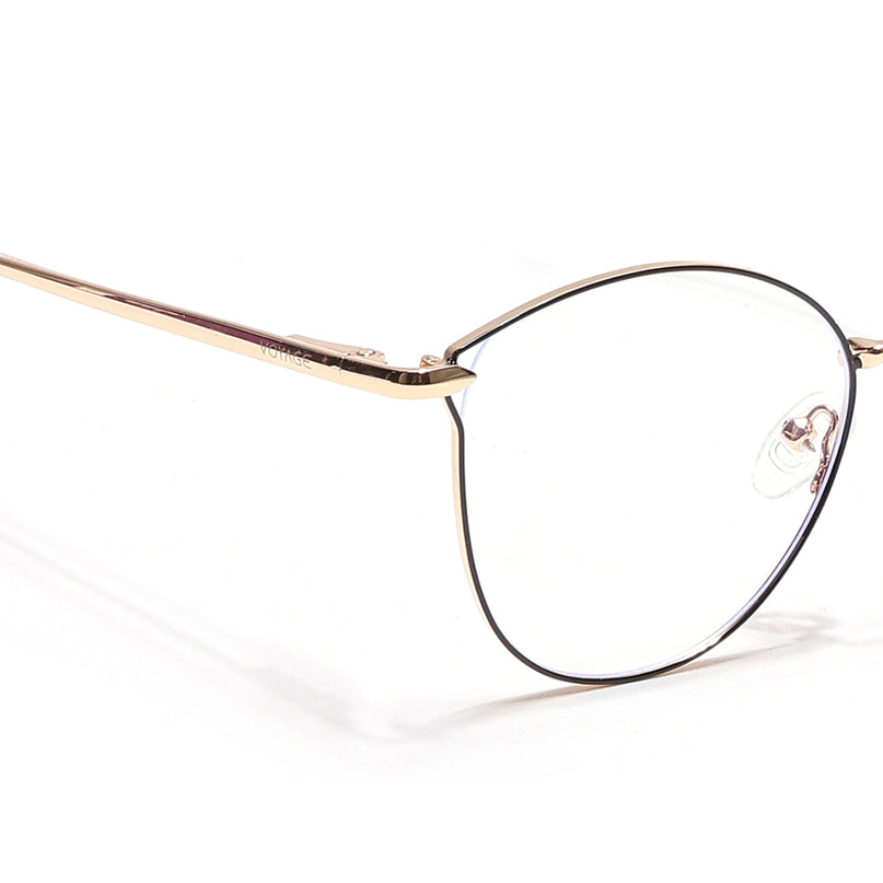 Voyage Glam Black & Golden Cateye Eyeglasses for Women - MG6549-C1