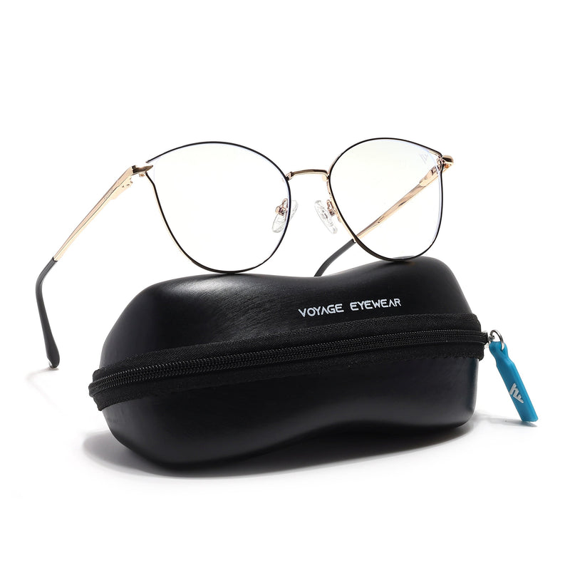 Voyage Glam Black & Golden Cateye Eyeglasses for Women - MG6549-C1