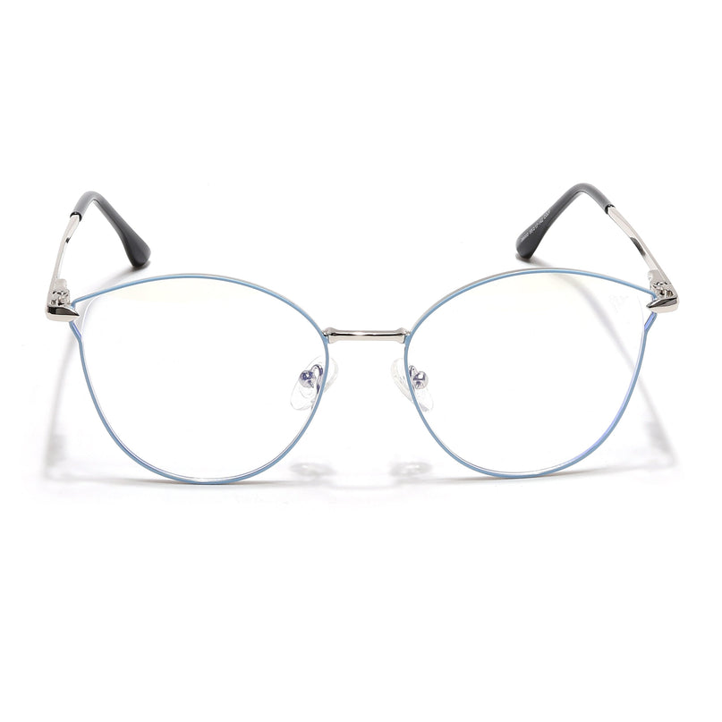 Voyage Glam Blue & Silver Cateye Eyeglasses for Women - MG6551-C3