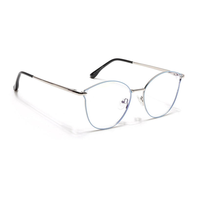 Voyage Glam Blue & Silver Cateye Eyeglasses for Women - MG6551-C3