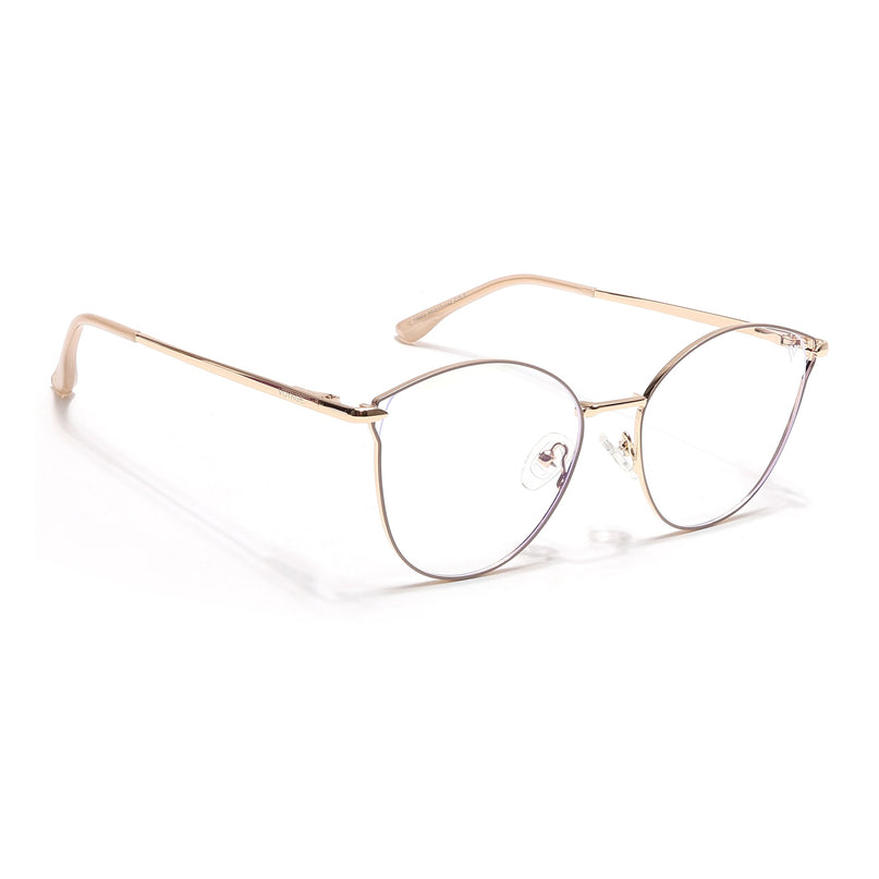 Voyage Glam Nude & Golden Cateye Eyeglasses for Women - MG6552-C4