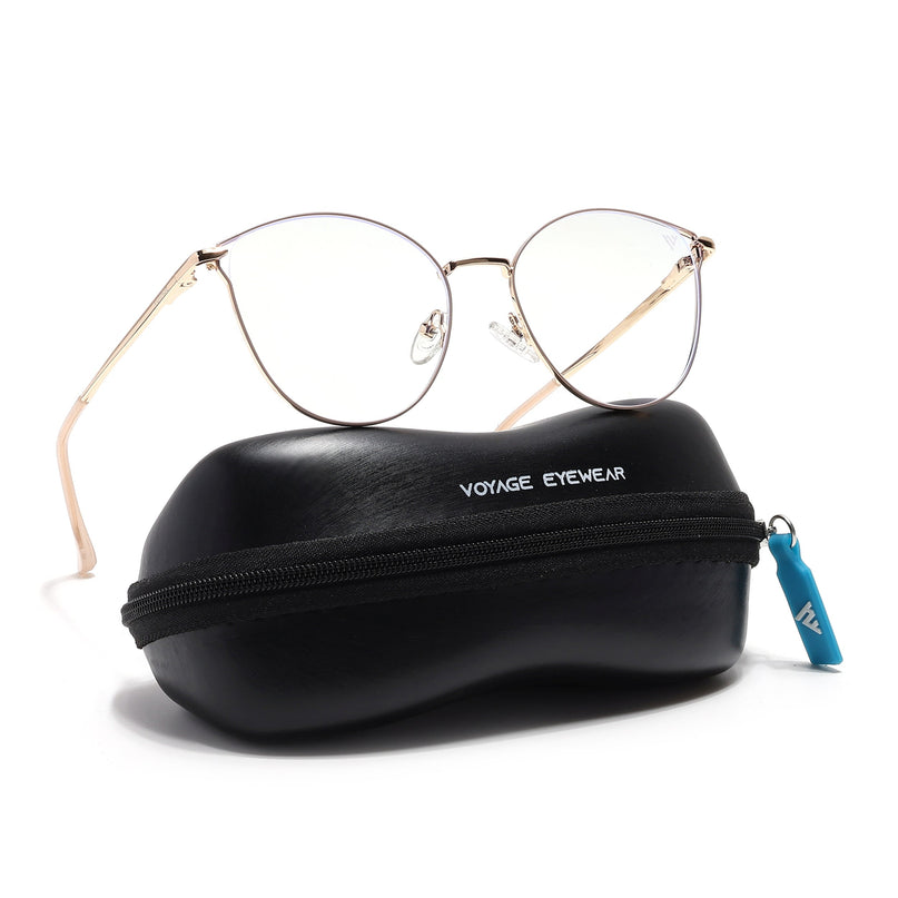 Voyage Glam Nude & Golden Cateye Eyeglasses for Women - MG6552-C4