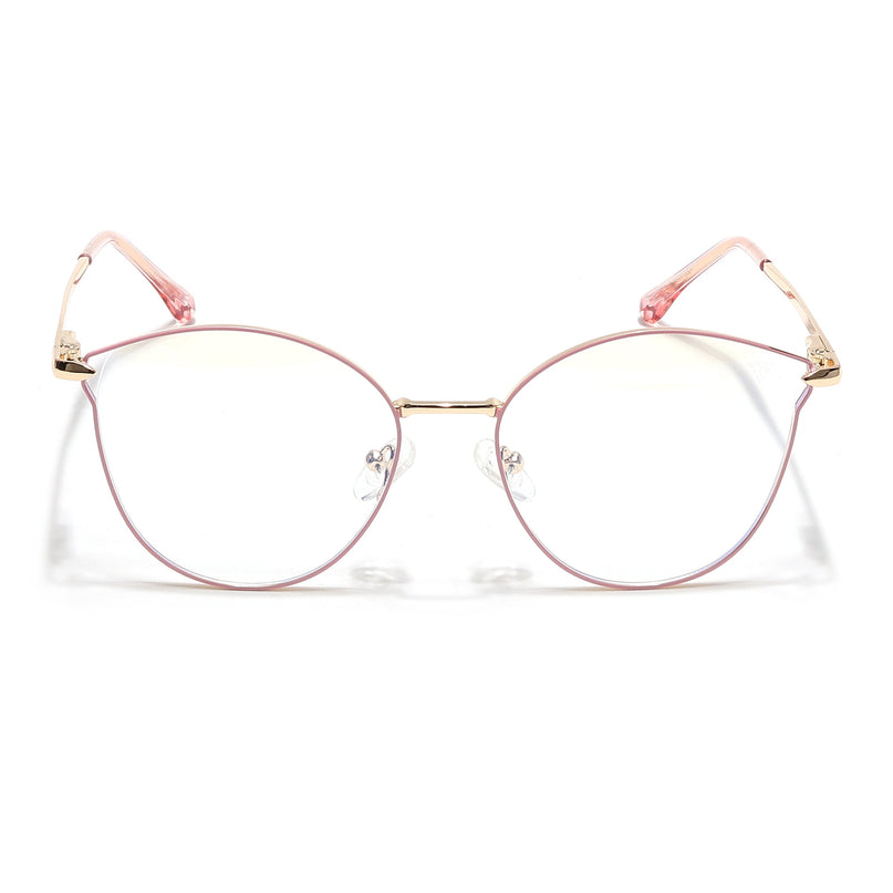 Voyage Glam Pink & Golden Cateye Eyeglasses for Women - MG6553-C5