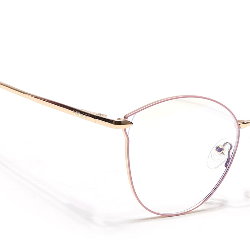 Voyage Glam Pink & Golden Cateye Eyeglasses for Women - MG6553-C5