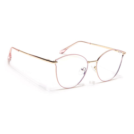 Voyage Glam Pink & Golden Cateye Eyeglasses for Women - MG6553-C5