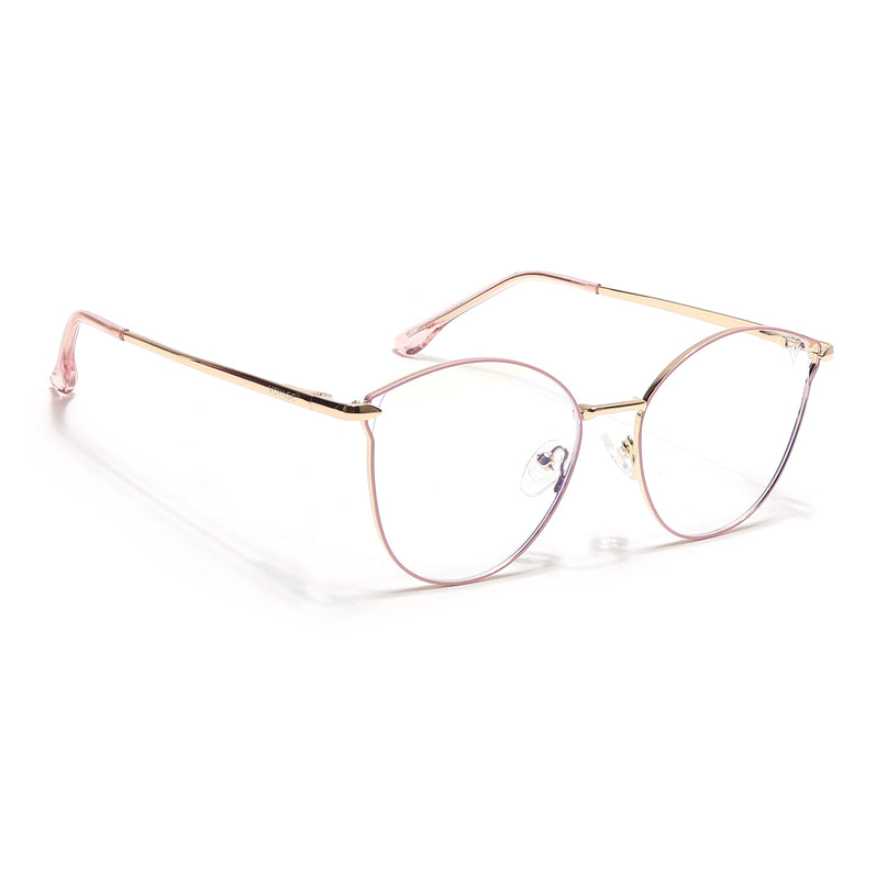 Voyage Glam Pink & Golden Cateye Eyeglasses for Women - MG6553-C5