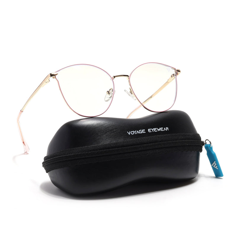 Voyage Glam Pink & Golden Cateye Eyeglasses for Women - MG6553-C5