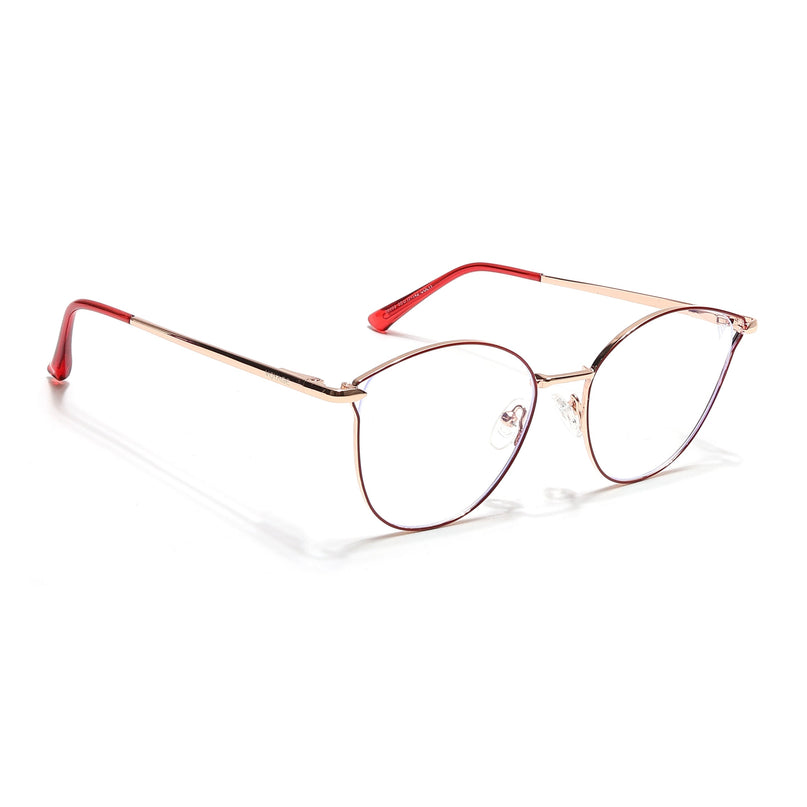 Voyage Glam Red & Golden Cateye Eyeglasses for Women - MG6554-C6
