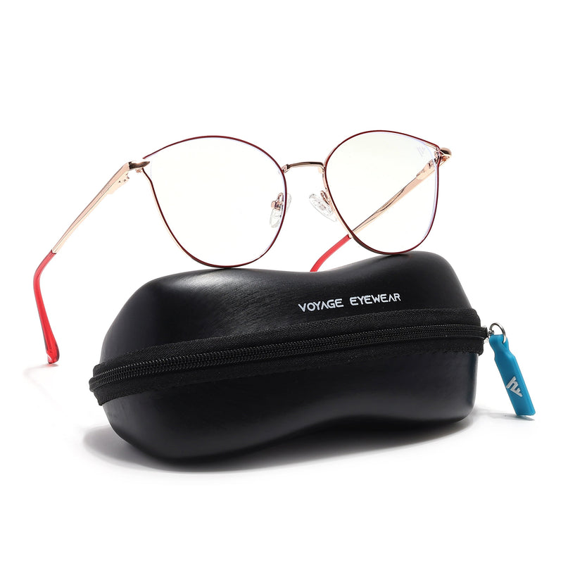 Voyage Glam Red & Golden Cateye Eyeglasses for Women - MG6554-C6