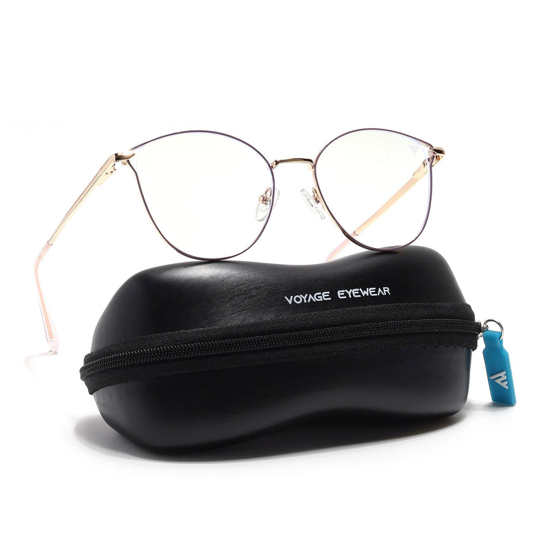 Voyage Glam Purple & Golden Cateye Eyeglasses for Women - MG6555-C7