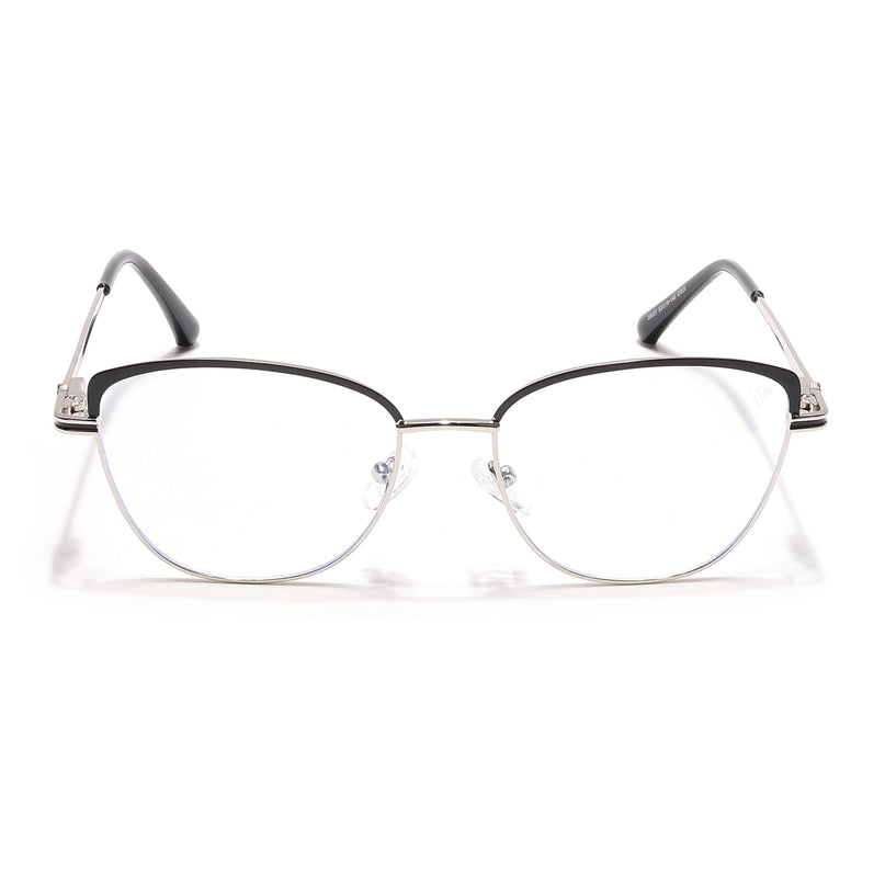 Voyage Glam Silver & Black Cateye Eyeglasses for Women - MG6556-C1