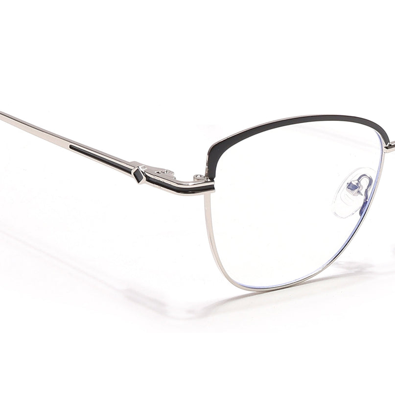 Voyage Glam Silver & Black Cateye Eyeglasses for Women - MG6556-C1