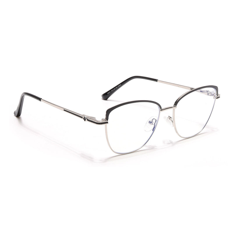 Voyage Glam Silver & Black Cateye Eyeglasses for Women - MG6556-C1