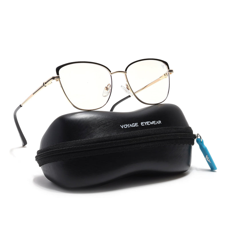 Voyage Glam Golden & Black Cateye Eyeglasses for Women - MG6557-C2