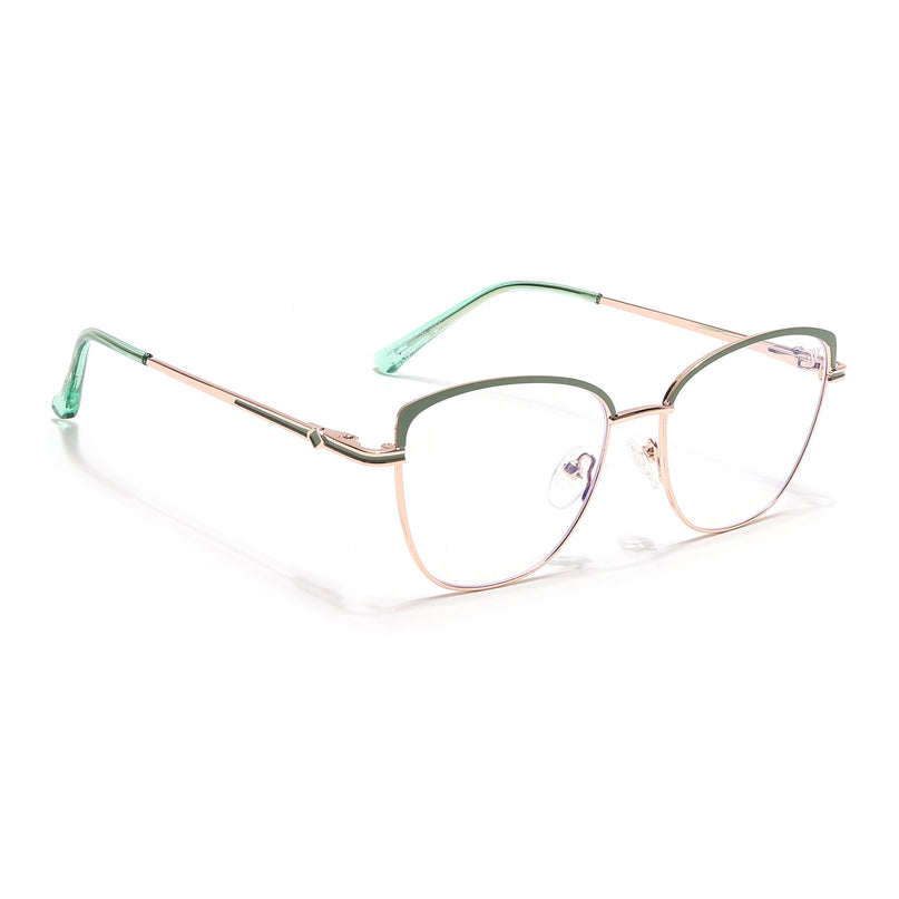 Voyage Glam Golden & Green Cateye Eyeglasses for Women - MG6558-C3