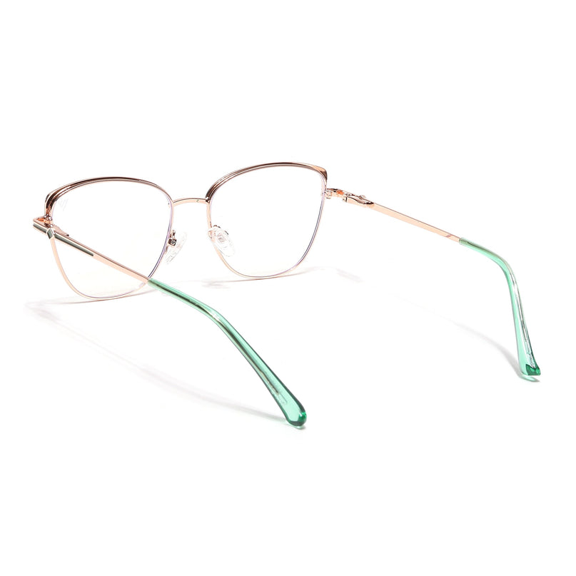 Voyage Glam Golden & Green Cateye Eyeglasses for Women - MG6558-C3