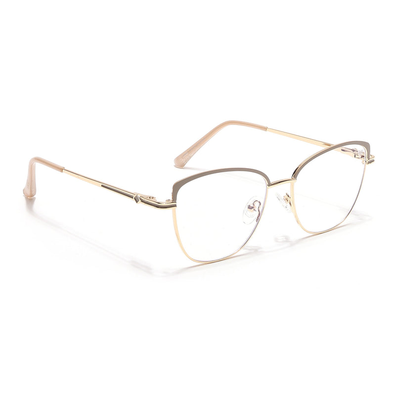 Voyage Glam Golden & Nude Cateye Eyeglasses for Women - MG6559-C4