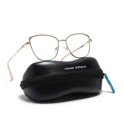 Voyage Glam Golden & Nude Cateye Eyeglasses for Women - MG6559-C4