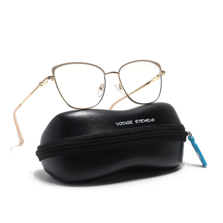 Voyage Glam Golden & Nude Cateye Eyeglasses for Women - MG6559-C4