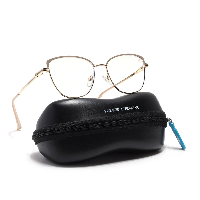 Voyage Glam Golden & Nude Cateye Eyeglasses for Women - MG6559-C4