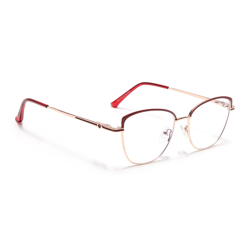 Voyage Glam Golden & Red Cateye Eyeglasses for Women - MG6561-C6