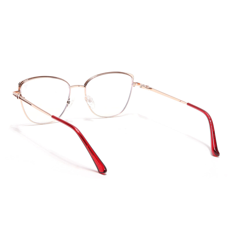 Voyage Glam Golden & Red Cateye Eyeglasses for Women - MG6561-C6