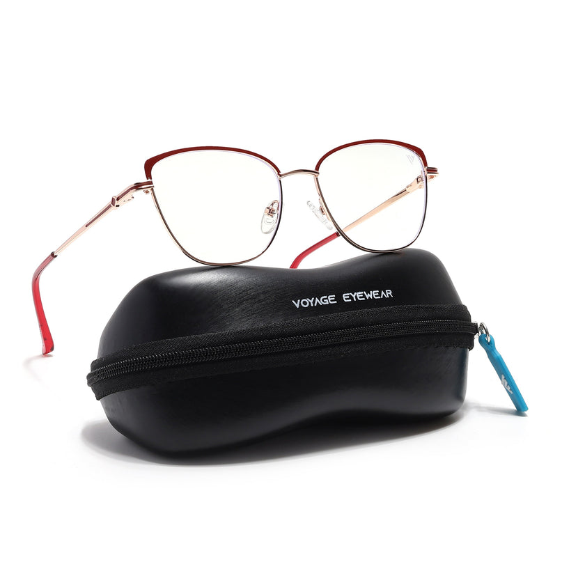 Voyage Glam Golden & Red Cateye Eyeglasses for Women - MG6561-C6