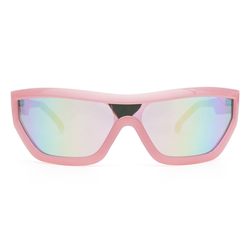 Eyejack Wrap Around Sunglasses for Men & Women (Multicolor Lens | Pink Frame - 3980CL558-C7)