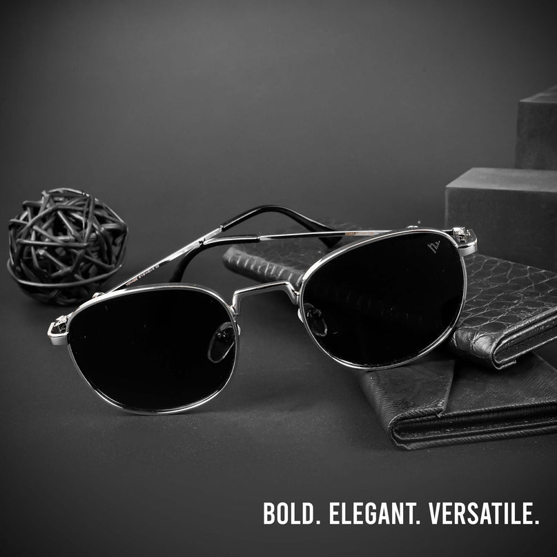 OG 2.0 | Black & Silver Round Polarized Sunglasses | PMG4112