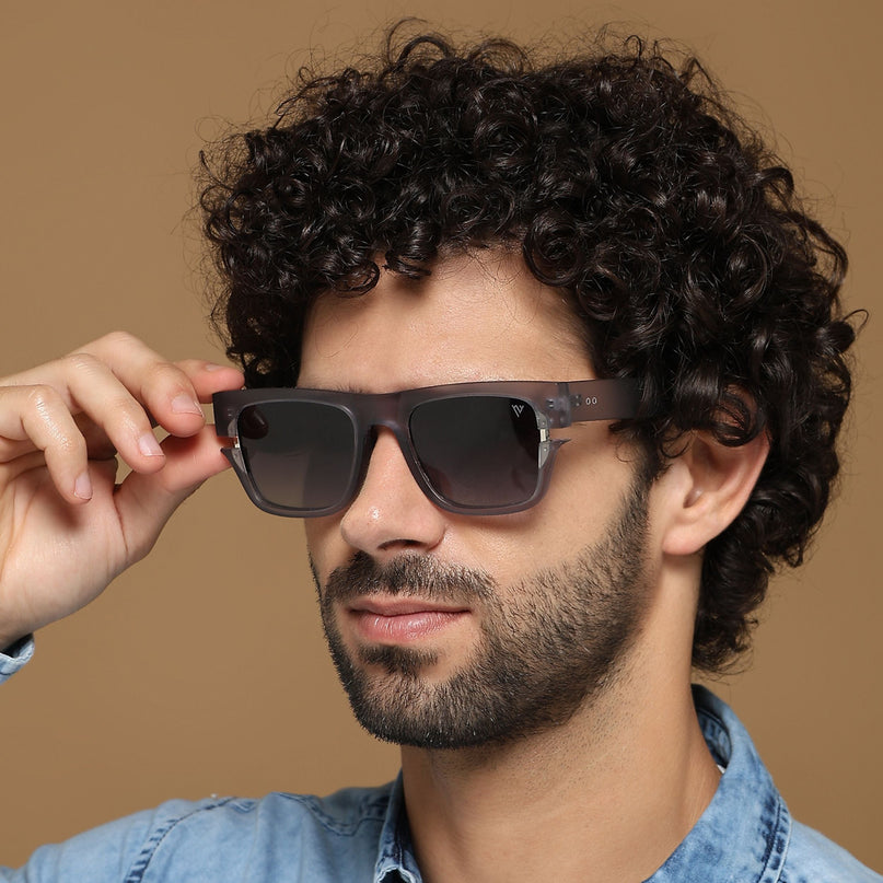 Wayfarer Polarized Sunglasses (Grey & Clear Lens | Grey Frame - PMG6046)