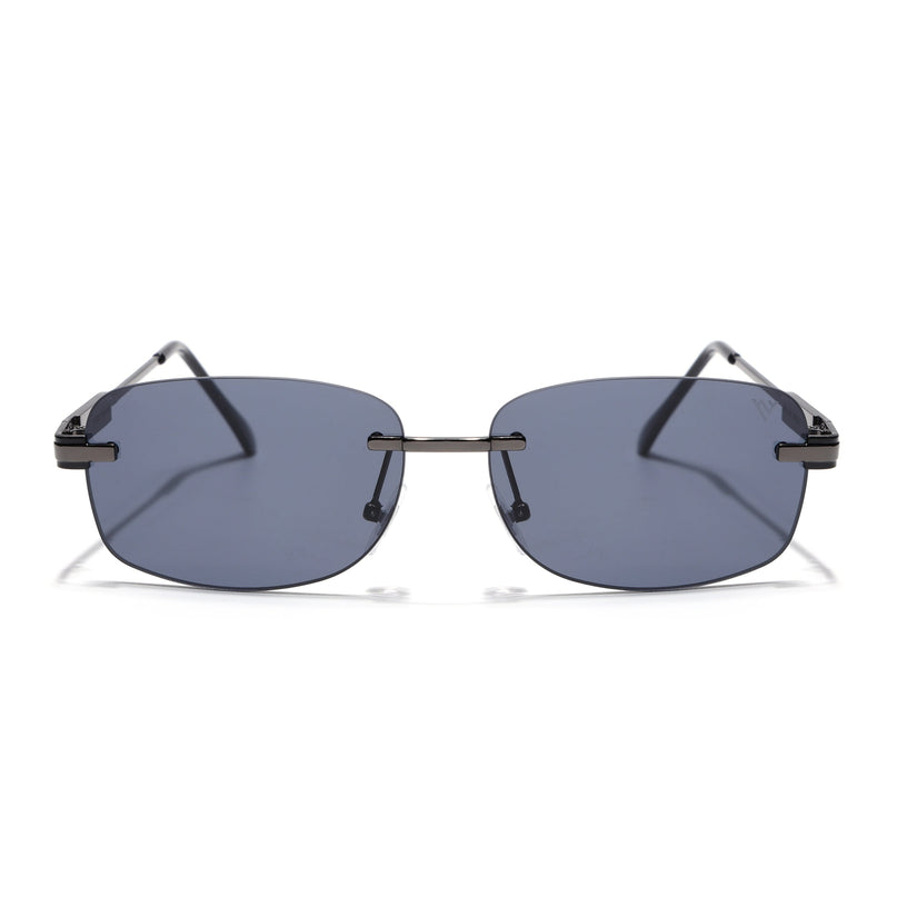 Rimless Sunglasses for Men & Women (Black Lens | Grey Frame - MG7353)