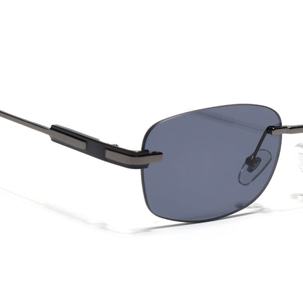 Rimless Sunglasses for Men & Women (Black Lens | Grey Frame - MG7353)