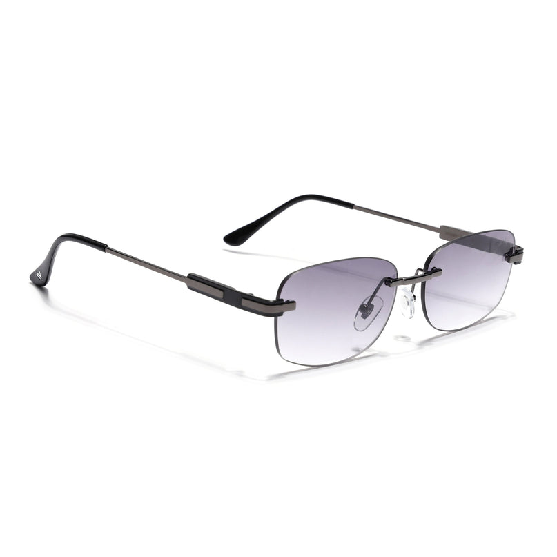 Rimless Sunglasses for Men & Women (Black & Clear Lens | Grey Frame - MG7354)