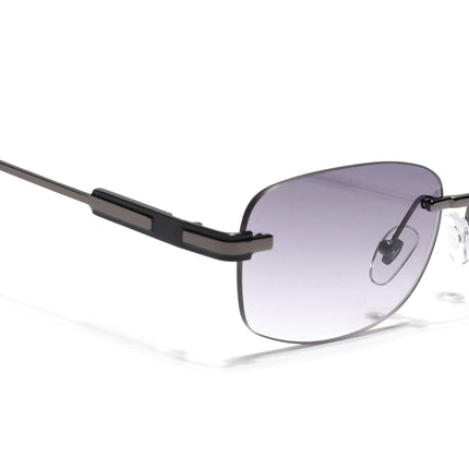 Rimless Sunglasses for Men & Women (Black & Clear Lens | Grey Frame - MG7354)