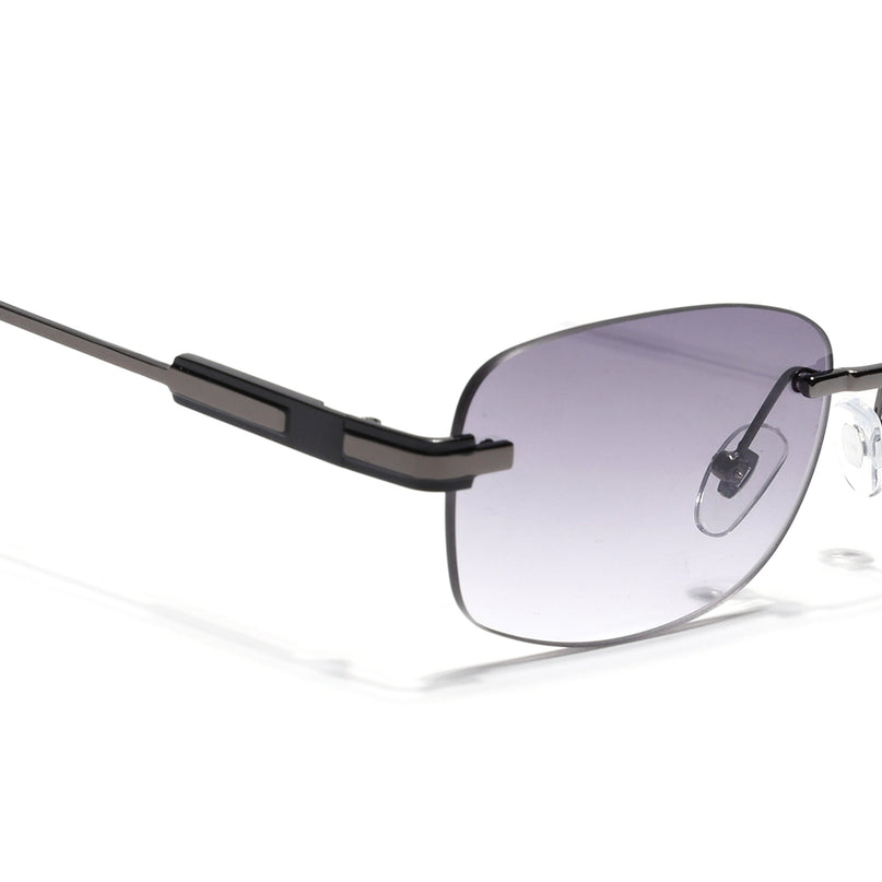 Rimless Sunglasses for Men & Women (Black & Clear Lens | Grey Frame - MG7354)
