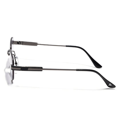Rimless Sunglasses for Men & Women (Black & Clear Lens | Grey Frame - MG7354)