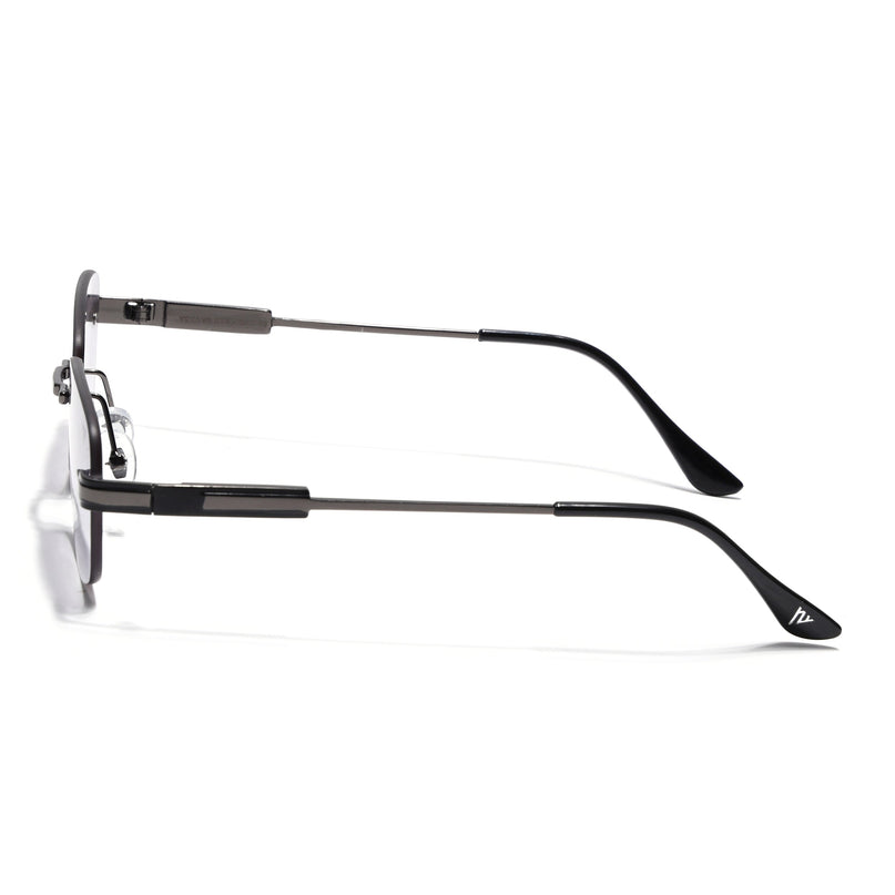 Rimless Sunglasses for Men & Women (Black & Clear Lens | Grey Frame - MG7354)