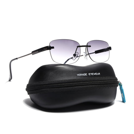 Rimless Sunglasses for Men & Women (Black & Clear Lens | Grey Frame - MG7354)