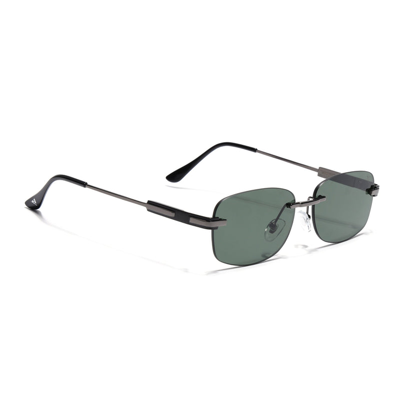 Rimless Sunglasses for Men & Women (Olive Lens | Grey Frame - MG7355)