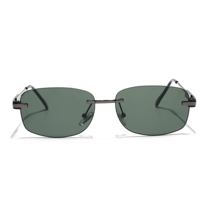Rimless Sunglasses for Men & Women (Olive Lens | Grey Frame - MG7355)