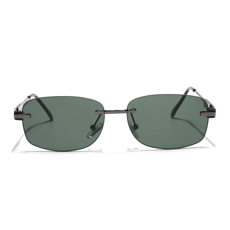 Rimless Sunglasses for Men & Women (Olive Lens | Grey Frame - MG7355)