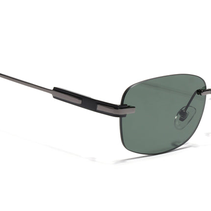 Rimless Sunglasses for Men & Women (Olive Lens | Grey Frame - MG7355)