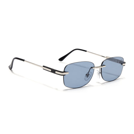 Rimless Sunglasses for Men & Women (Blue Lens | Silver Frame - MG7378)