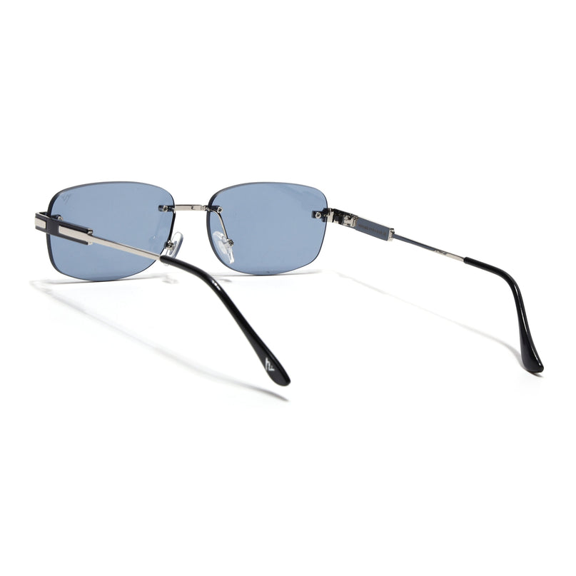 Rimless Sunglasses for Men & Women (Blue Lens | Silver Frame - MG7378)