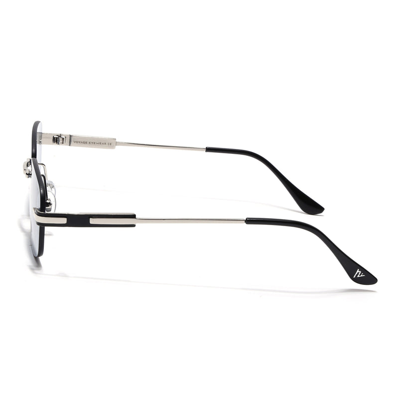 Rimless Sunglasses for Men & Women (Blue Lens | Silver Frame - MG7378)