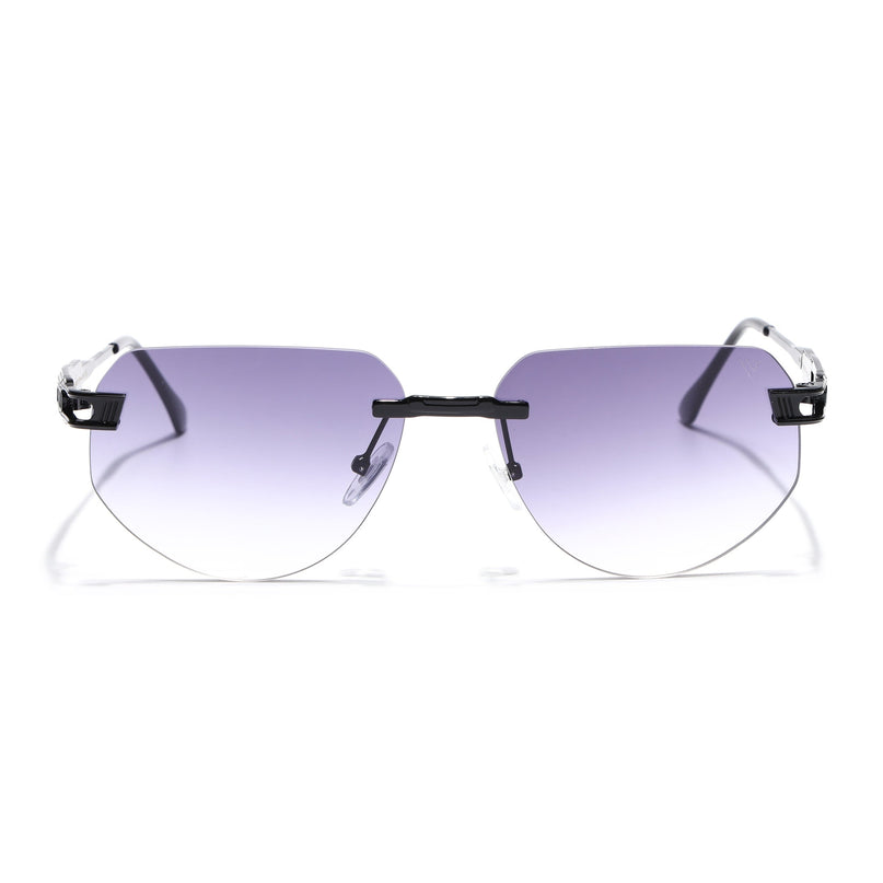 Rimless Sunglasses for Men & Women (Grey & Clear Lens | Black Frame - MG7312)