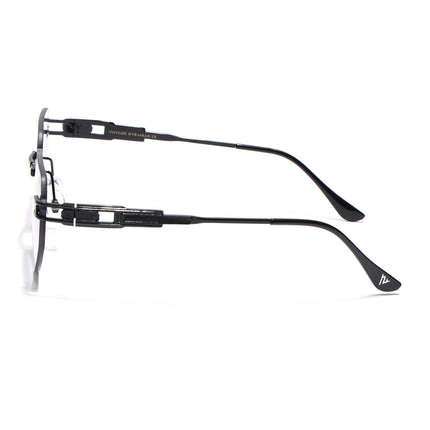 Rimless Sunglasses for Men & Women (Grey & Clear Lens | Black Frame - MG7312)