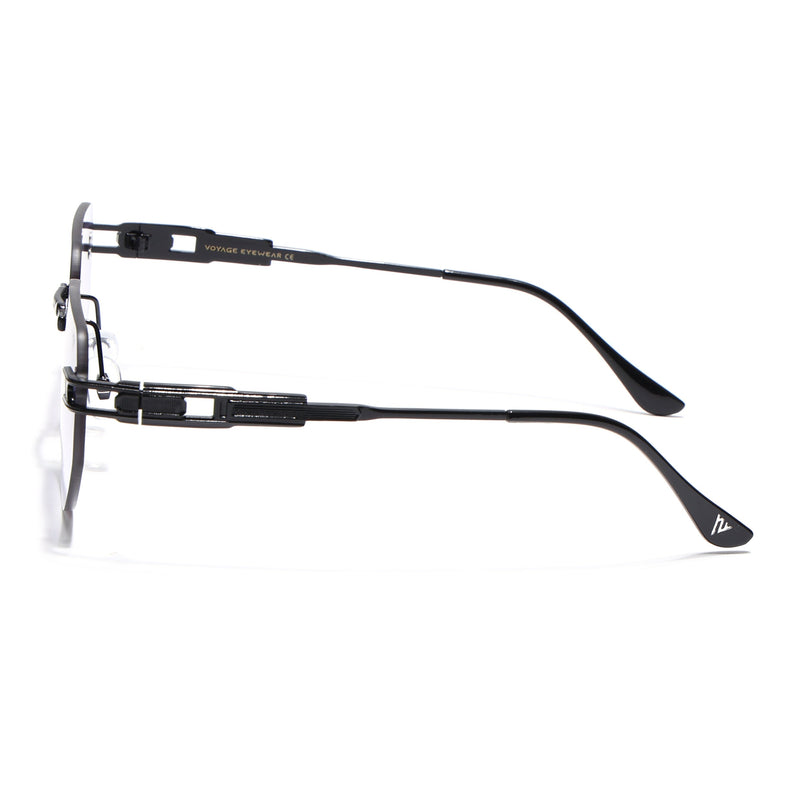 Rimless Sunglasses for Men & Women (Grey & Clear Lens | Black Frame - MG7312)