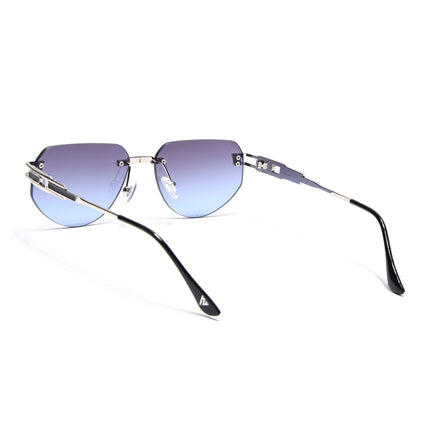 Rimless Sunglasses for Men & Women (Grey & Blue Lens | Silver Frame - MG7313)
